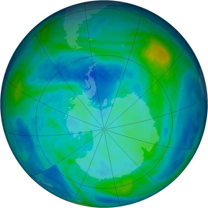 Antarctic ozone map for 25 April 1998